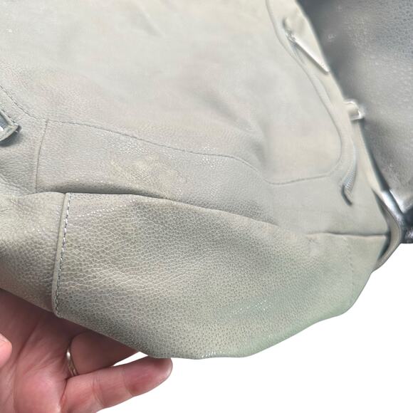 Elliott Lucca Gray Leather Slouchy Hobo Shoulder Bag Crossbody Large - Picture 14 of 15